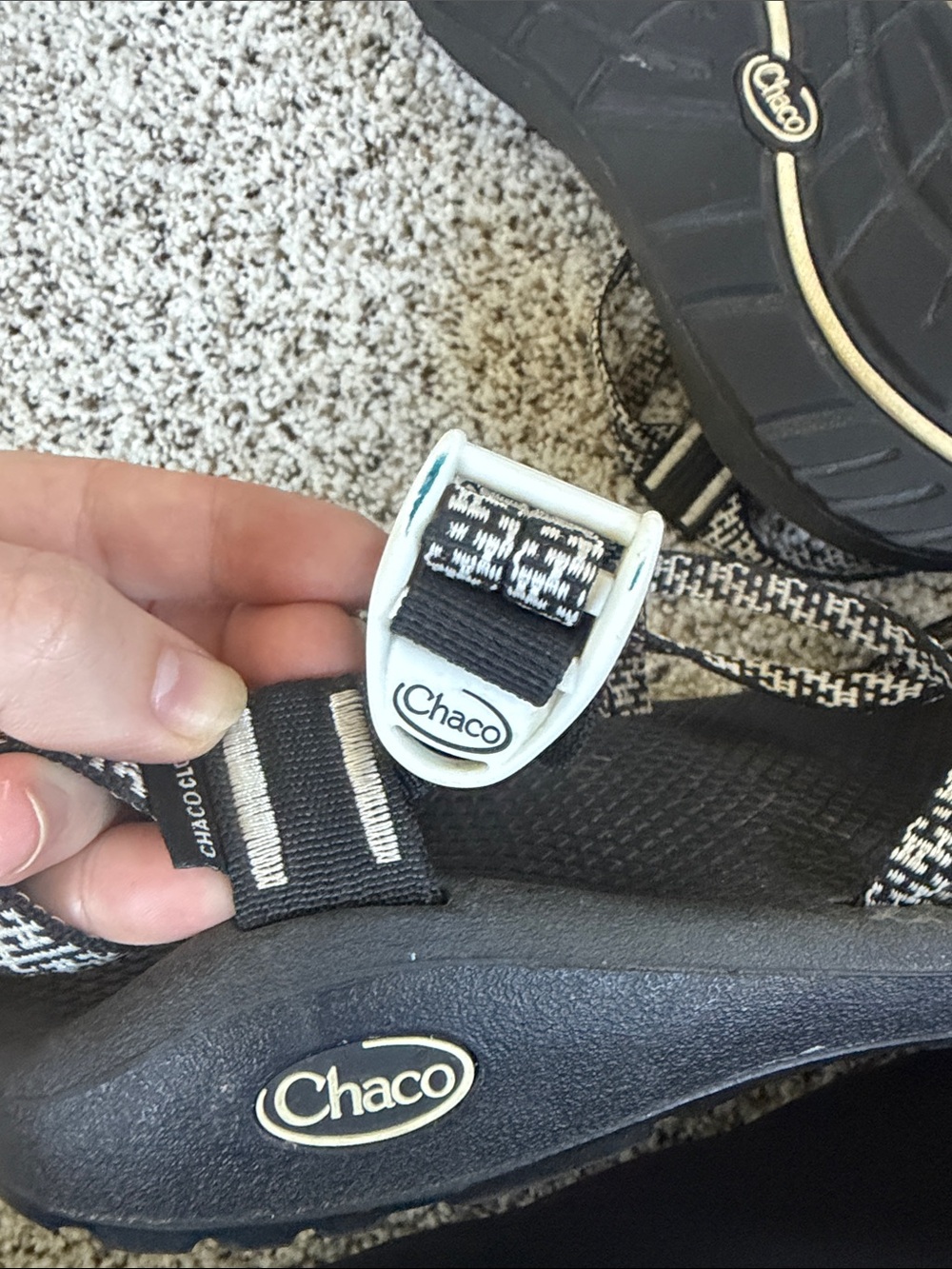 Chaco Cloud Sandals with Black & White Patterned Straps - Picture 5 of 6